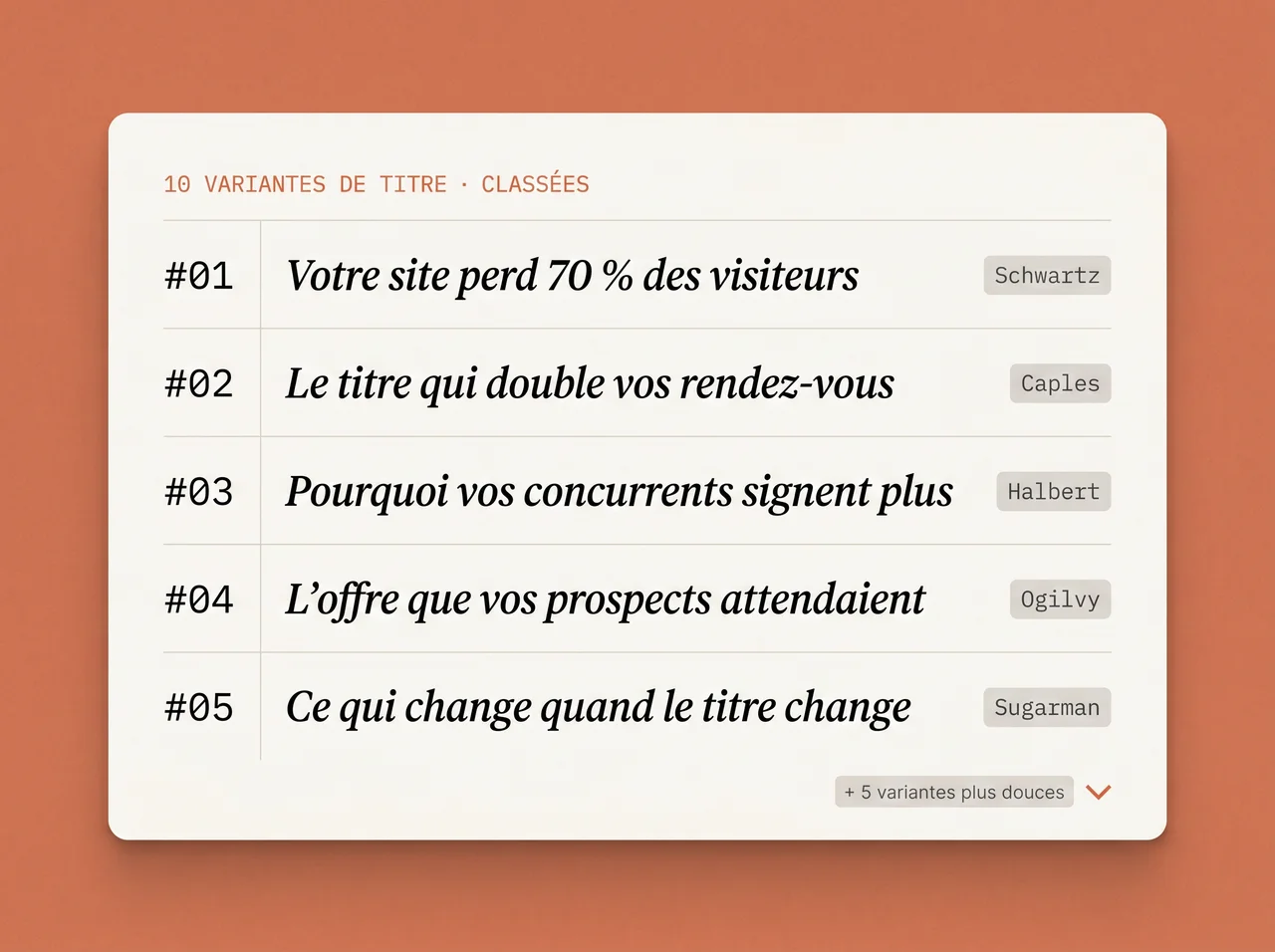 Audit du site web : pages pass&eacute;es au crible des formules de Caples
